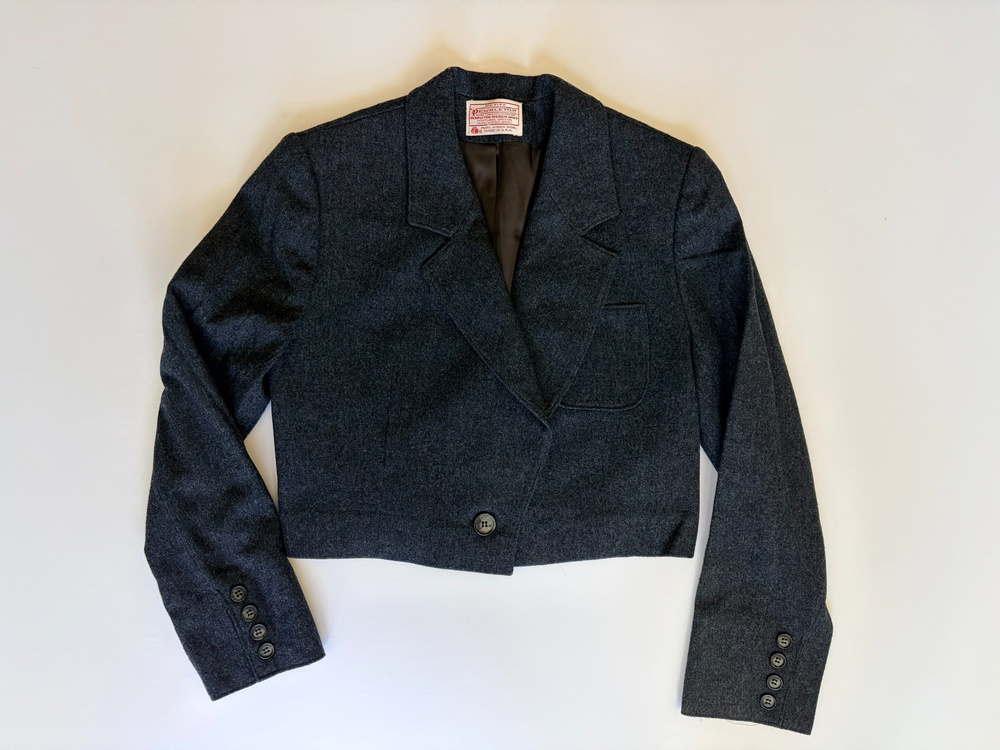 Pendleton Petite Wool Cropped Blazer Jacket Gray Vintage 100% Virgin Wool 6P